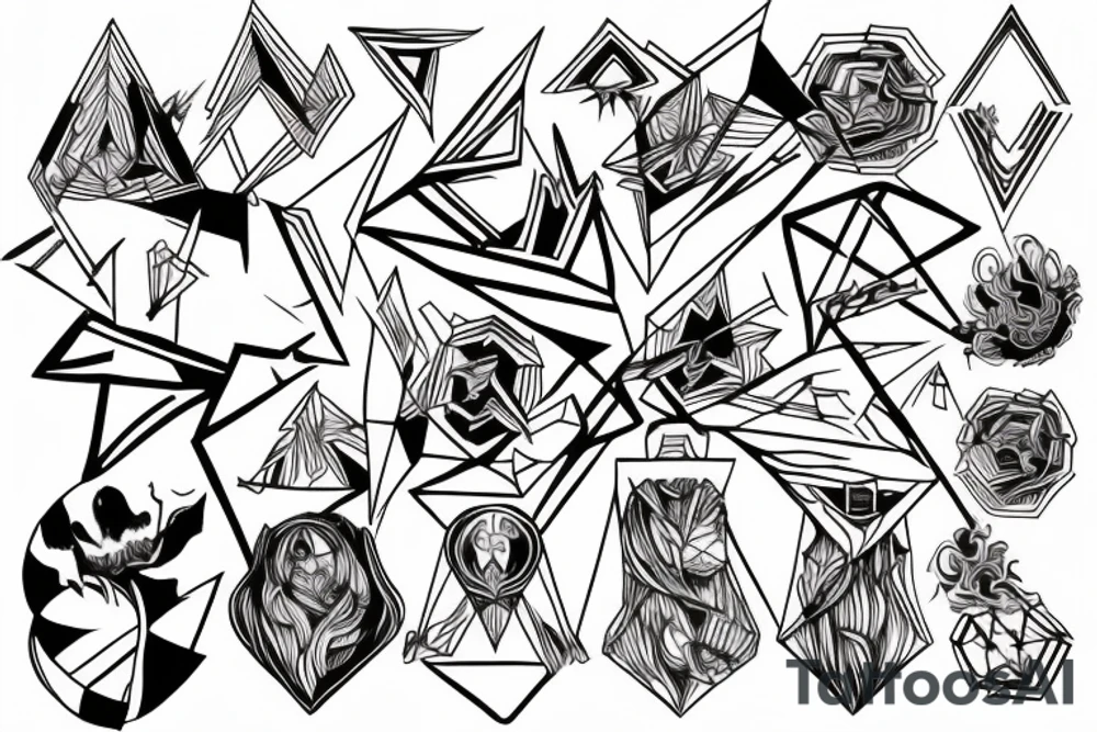the mark of the victim from the anime Besserk from which geometric lines go in different directions tattoo idea