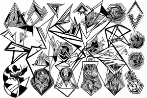 the mark of the victim from the anime Besserk from which geometric lines go in different directions tattoo idea