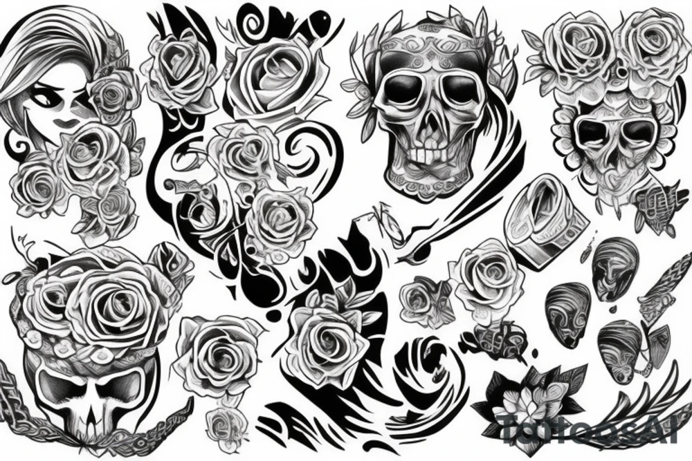chest tattoo without flowers and skulls tattoo idea