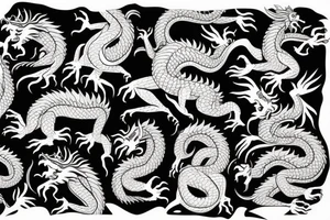 The head of the dragon is on the chest, the body of the dragon goes along the hand and ends in the palm tattoo idea