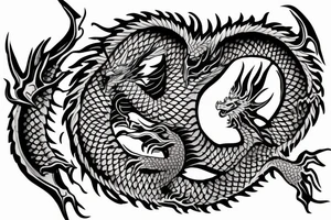 dragon's head on the chest, the dragon's body goes along the hand ending in the palm, Sleeve tattoo idea