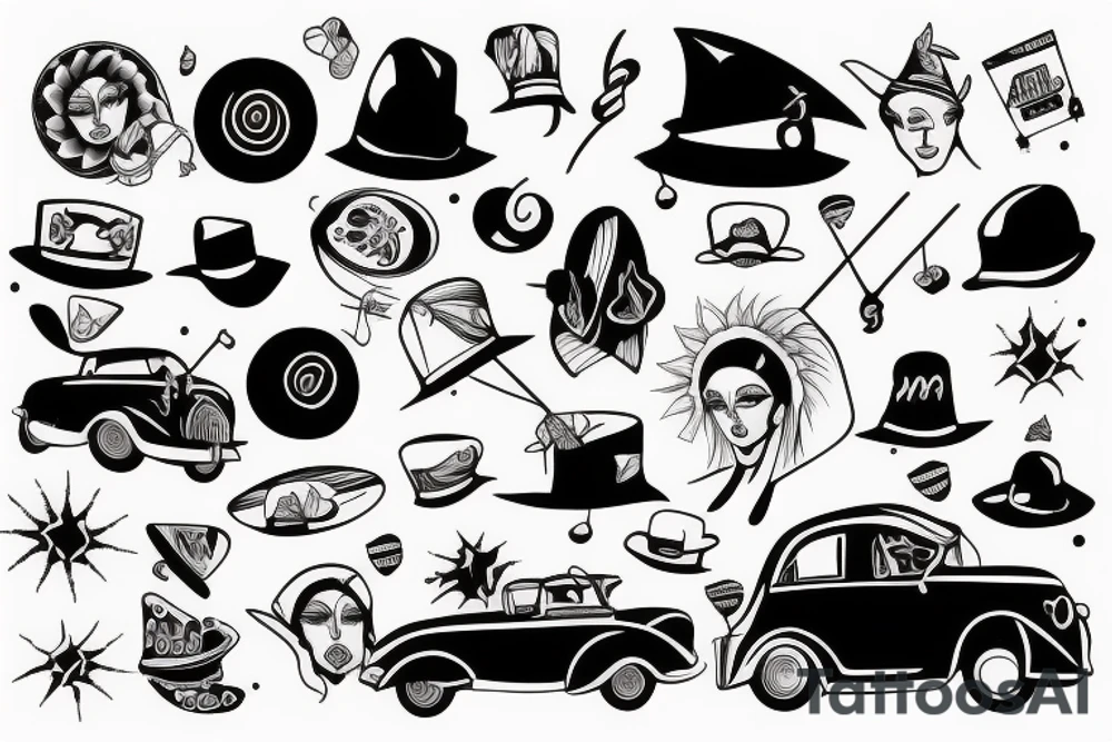 Black car with a funny hat tattoo idea