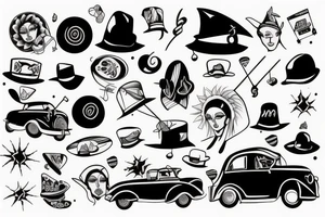 Black car with a funny hat tattoo idea