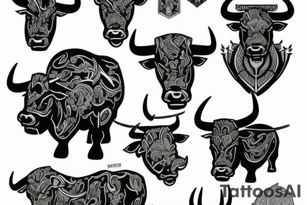 Black bull tattoo idea