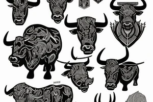 Black bull tattoo idea