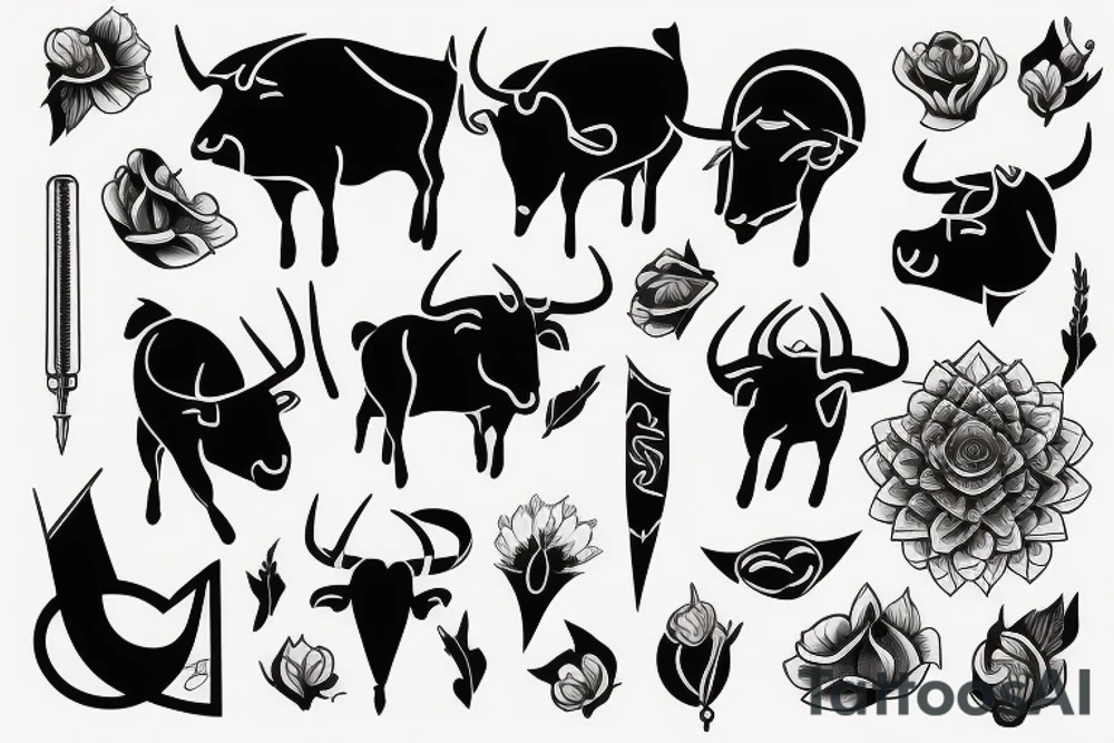 Black bull tattoo idea