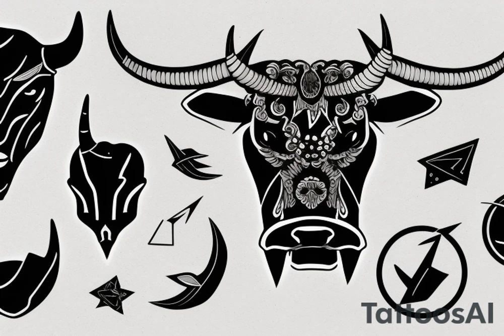 Black angry bull tattoo idea