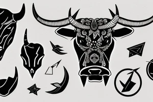 Black angry bull tattoo idea