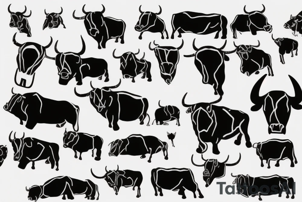 Black angry bull tattoo idea