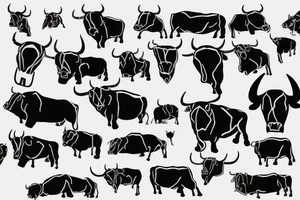 Black angry bull tattoo idea
