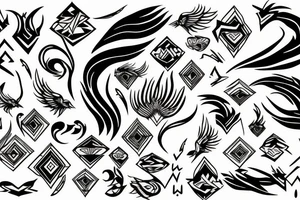 Phoenix abstract long whimsical tattoo idea
