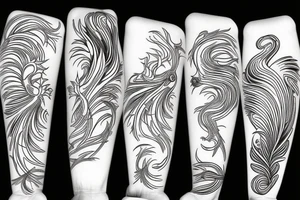 Phoenix abstract long whimsical tattoo idea