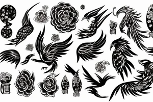 Phoenix  long whimsical tattoo idea