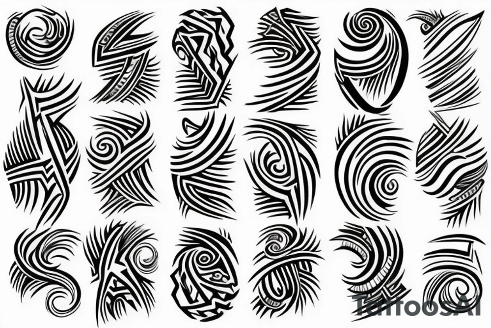 Black and white tattoo print vector graphic: fire and lines tattoo idea