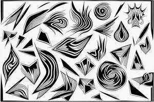 Black and white tattoo print vector graphic: fire and lines tattoo idea