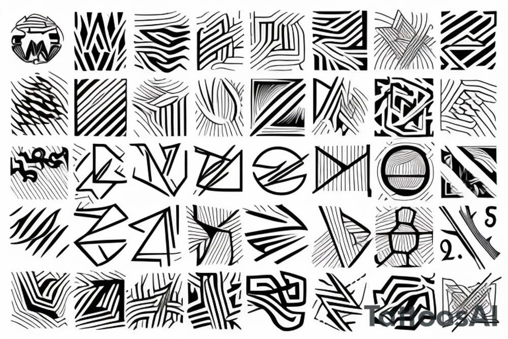 Black and white tattoo print vector graphic: fire and lines tattoo idea