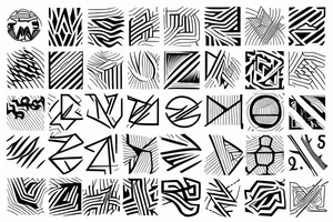 Black and white tattoo print vector graphic: fire and lines tattoo idea