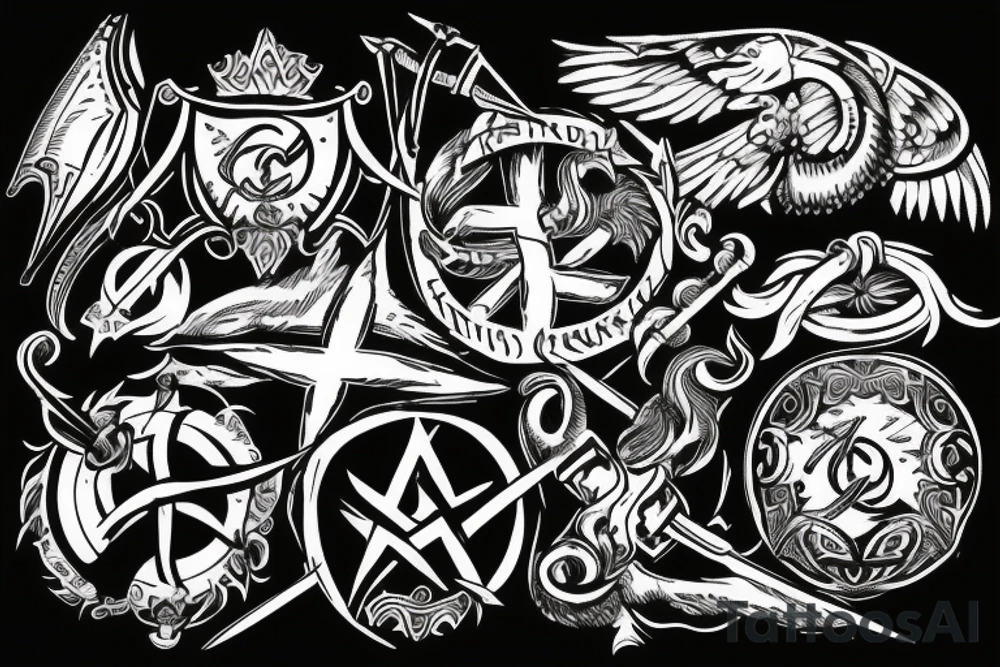 trident emblem of Ukraine war tattoo idea