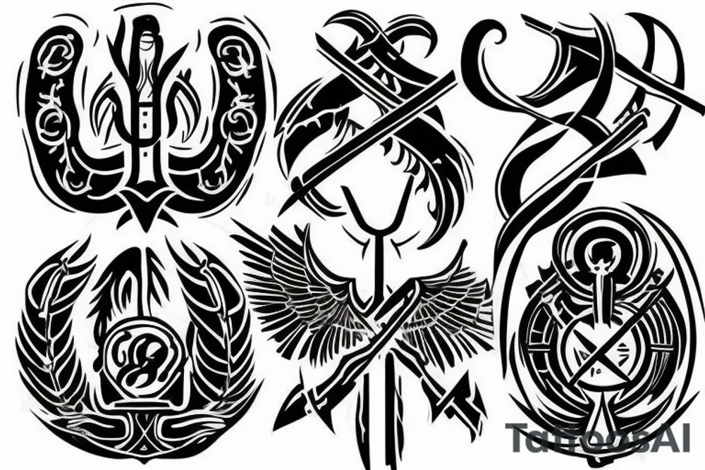 trident emblem of Ukraine war tattoo idea
