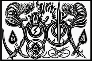 trident, emblem of Ukraine, war tattoo idea