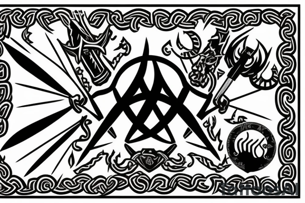 trident, emblem of Ukraine, war tattoo idea
