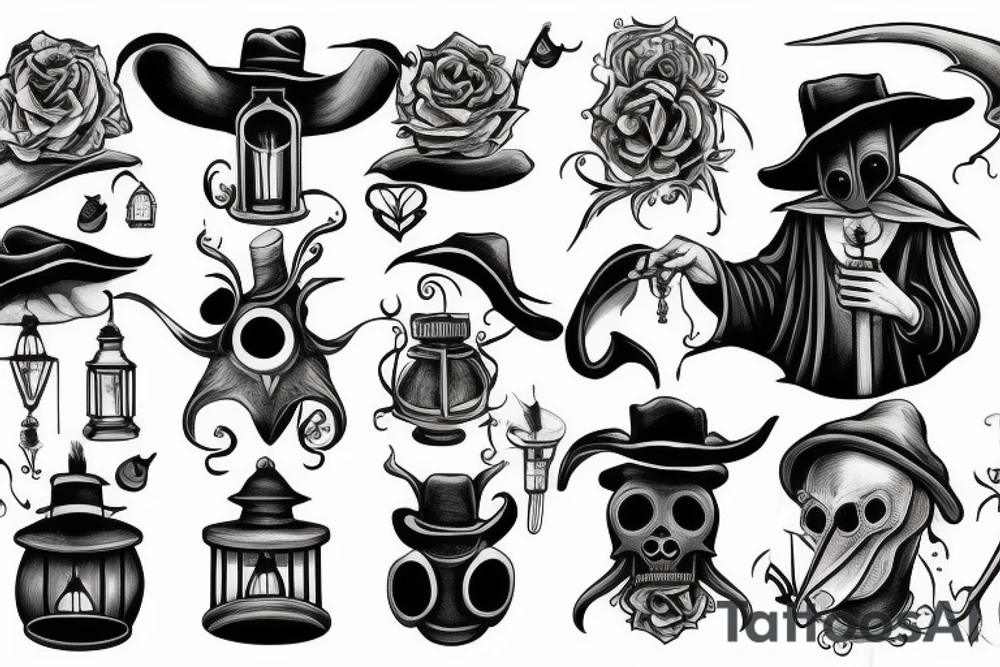plague doctor holding a lantern tattoo idea
