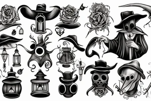 plague doctor holding a lantern tattoo idea