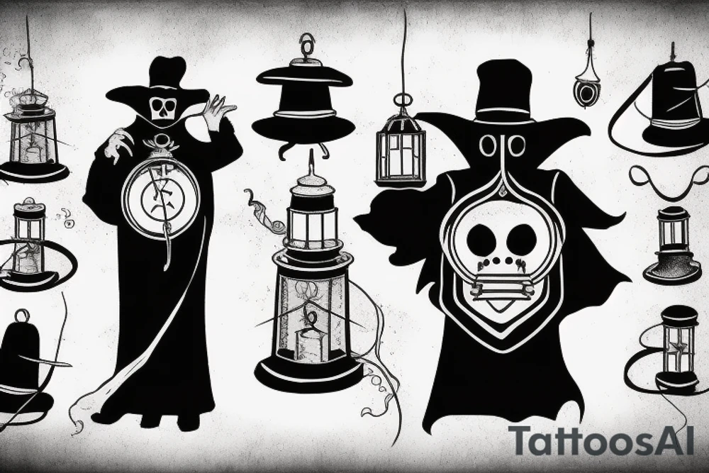 plague doctor holding a lantern tattoo idea
