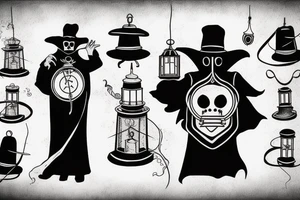 plague doctor holding a lantern tattoo idea