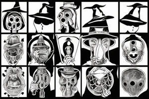 plague doctor holding a lantern and people around praying on him tattoo idea