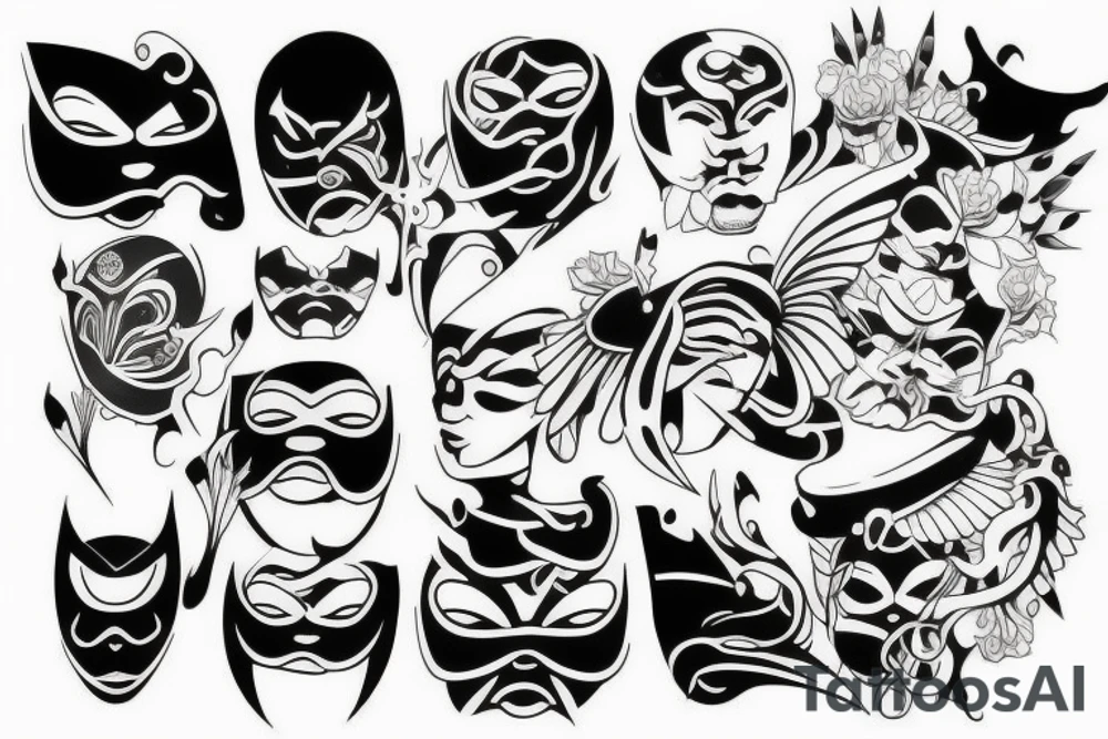 Japanese mask forearm tattoo tattoo idea