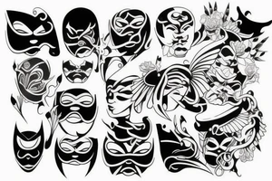 Japanese mask forearm tattoo tattoo idea