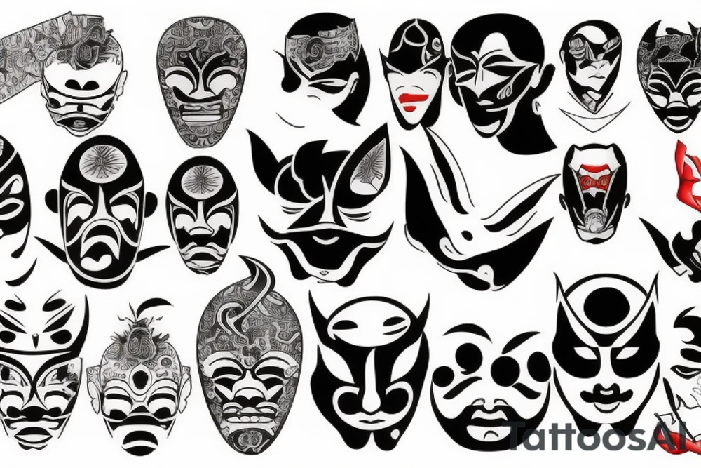 Japanese mask forearm tattoo tattoo idea