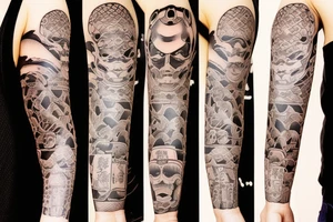 Japanese mask forearm tattoo tattoo idea