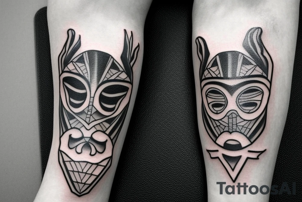 Japanese mask forearm tattoo tattoo idea