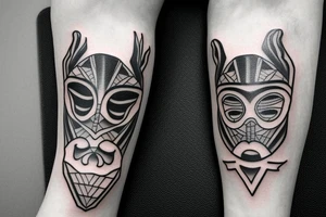 Japanese mask forearm tattoo tattoo idea