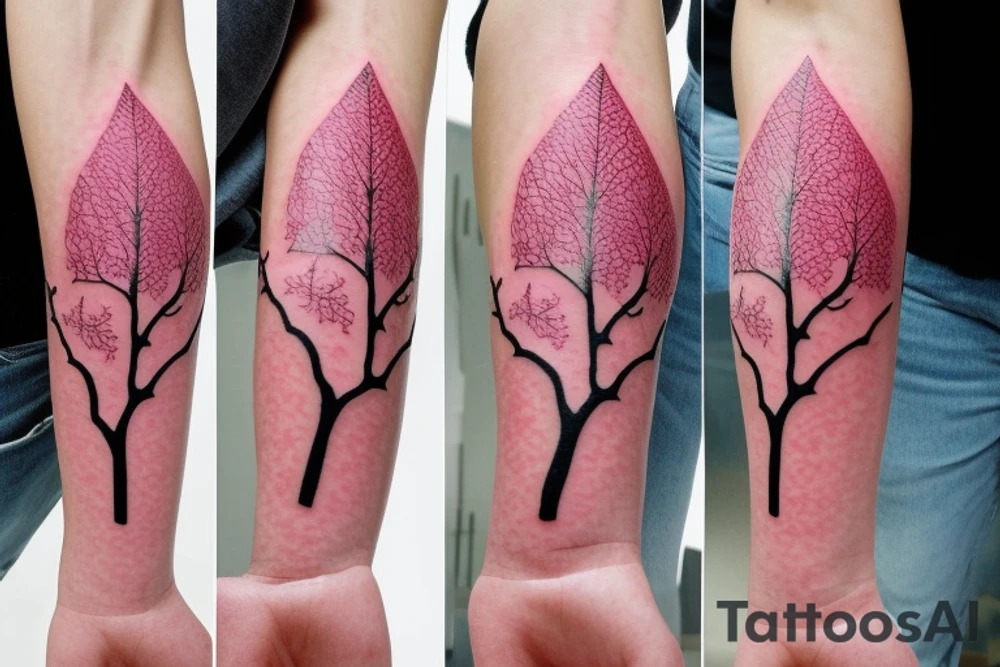 aesthetic Japanese moon and pink leaves on trees forearm tattoo tattoo idea