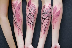 aesthetic Japanese moon and pink leaves on trees forearm tattoo tattoo idea