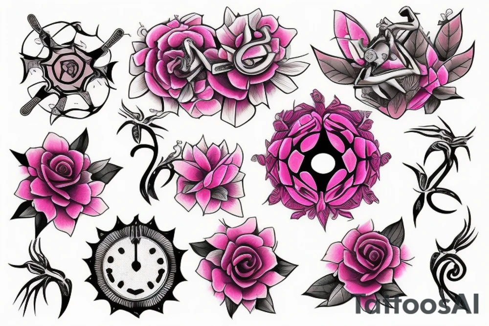 pink flower, spider, spider webs, neck tattoo tattoo idea