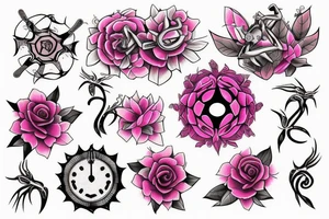 pink flower, spider, spider webs, neck tattoo tattoo idea