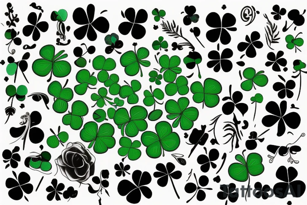 4 leaf clover, green, danny, waves tattoo idea