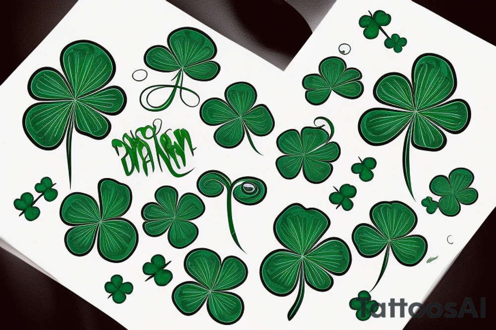 4 leaf clover, green, danny, waves tattoo idea