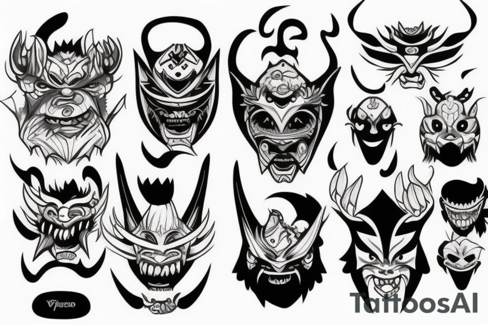oni mask tattoo idea