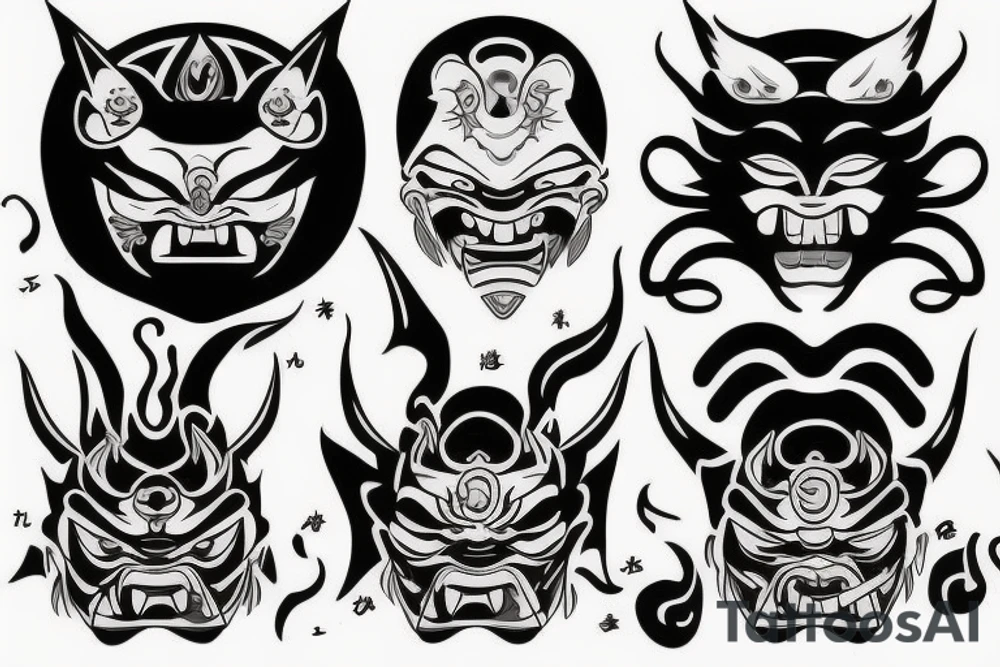 oni mask tattoo idea