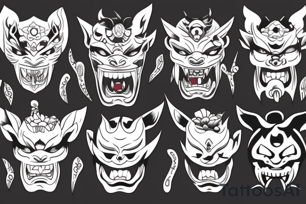 oni mask tattoo idea