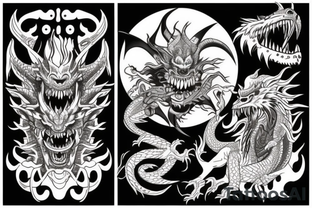 oni and dragon tattoo idea