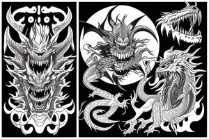 oni and dragon tattoo idea