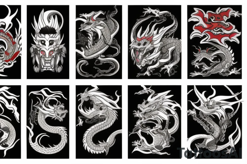 oni and dragon tattoo idea