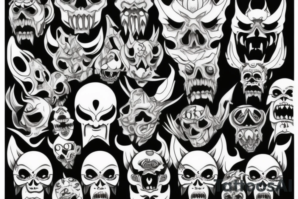 oni skull tattoo idea