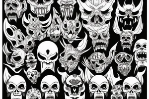 oni skull tattoo idea